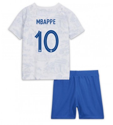 Francja Kylian Mbappe #10 Koszulka Wyjazdowych Dziecięca MŚ 2022 Krótki Rękaw (+ Krótkie spodenki)